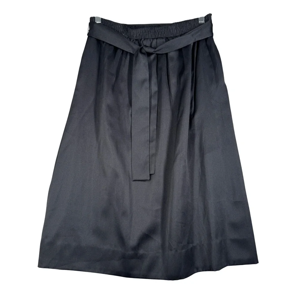 Terry Chicago Skirt A-Line Tie Waist Elastic Waist Midi Satin‎ Neutral Size 6